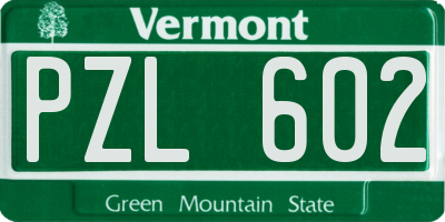 VT license plate PZL602