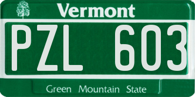VT license plate PZL603