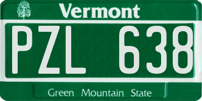VT license plate PZL638