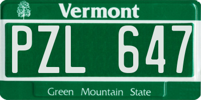 VT license plate PZL647