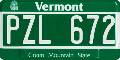 VT license plate PZL672