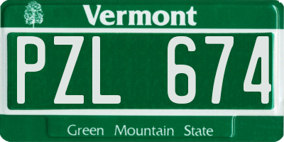 VT license plate PZL674