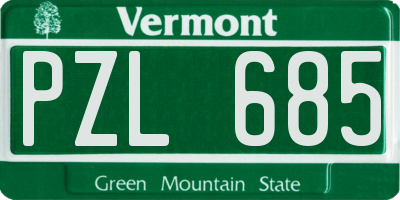 VT license plate PZL685