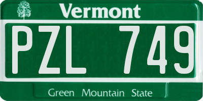 VT license plate PZL749
