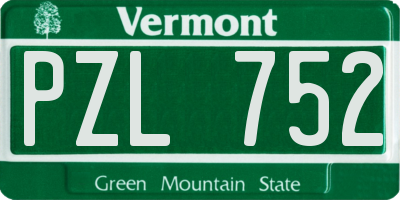 VT license plate PZL752