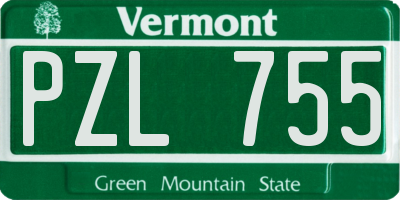 VT license plate PZL755