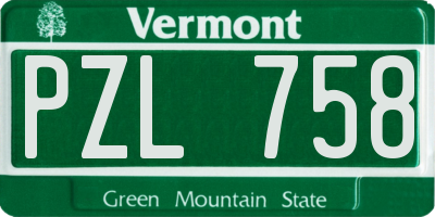 VT license plate PZL758