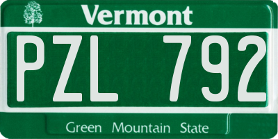 VT license plate PZL792