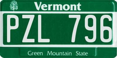 VT license plate PZL796