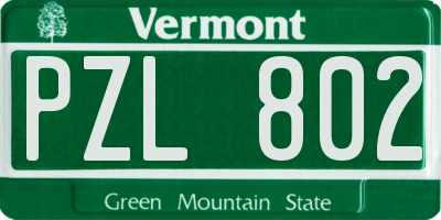 VT license plate PZL802