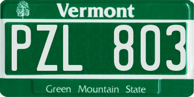VT license plate PZL803