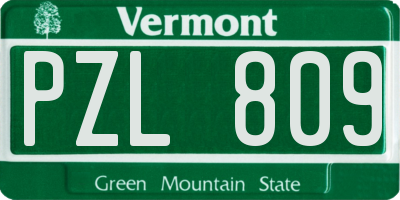 VT license plate PZL809