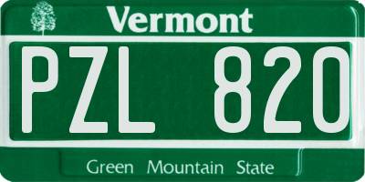 VT license plate PZL820
