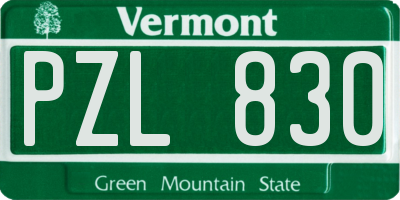 VT license plate PZL830