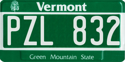 VT license plate PZL832