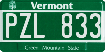 VT license plate PZL833