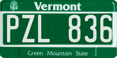 VT license plate PZL836