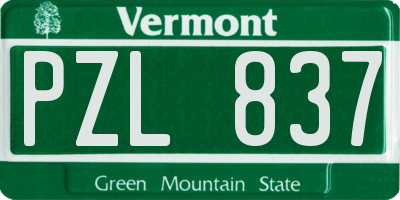 VT license plate PZL837