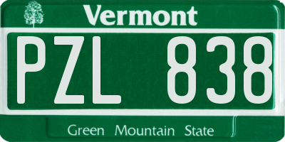 VT license plate PZL838