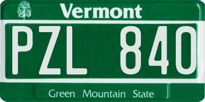 VT license plate PZL840