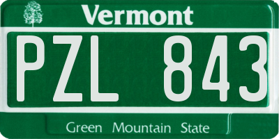 VT license plate PZL843