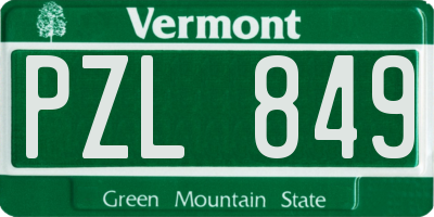 VT license plate PZL849