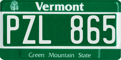 VT license plate PZL865