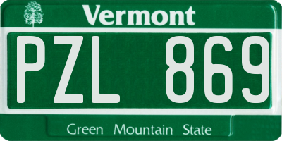 VT license plate PZL869