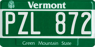 VT license plate PZL872