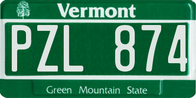 VT license plate PZL874
