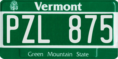 VT license plate PZL875