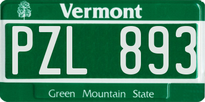 VT license plate PZL893
