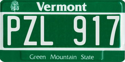 VT license plate PZL917