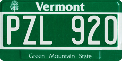 VT license plate PZL920