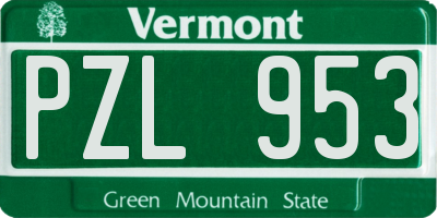 VT license plate PZL953