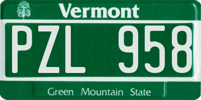 VT license plate PZL958