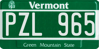 VT license plate PZL965