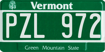 VT license plate PZL972