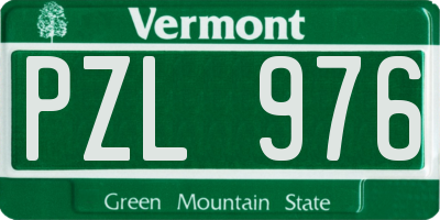 VT license plate PZL976