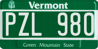 VT license plate PZL980