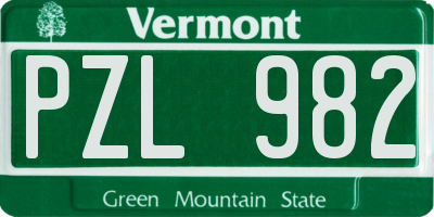 VT license plate PZL982