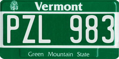 VT license plate PZL983