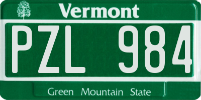 VT license plate PZL984