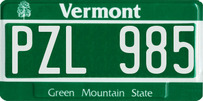 VT license plate PZL985
