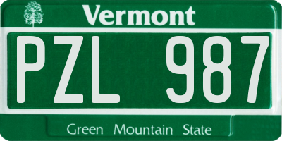 VT license plate PZL987