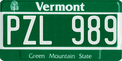 VT license plate PZL989