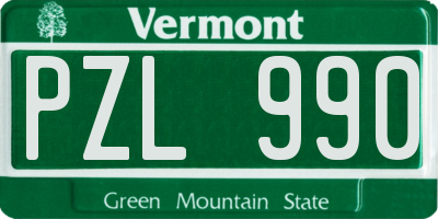 VT license plate PZL990