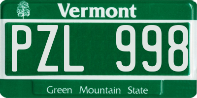 VT license plate PZL998