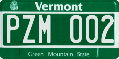 VT license plate PZM002