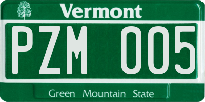 VT license plate PZM005